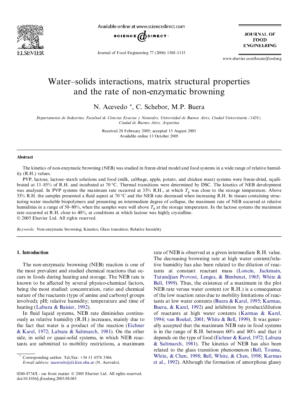 Water–solids interactions, matrix structural properties and the rate of non-enzymatic browning