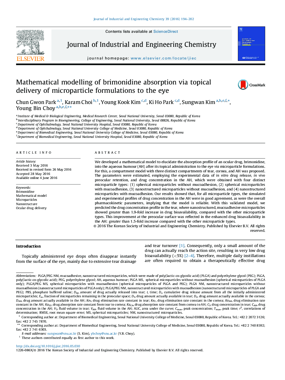 Mathematical modelling of brimonidine absorption via topical delivery of microparticle formulations to the eye