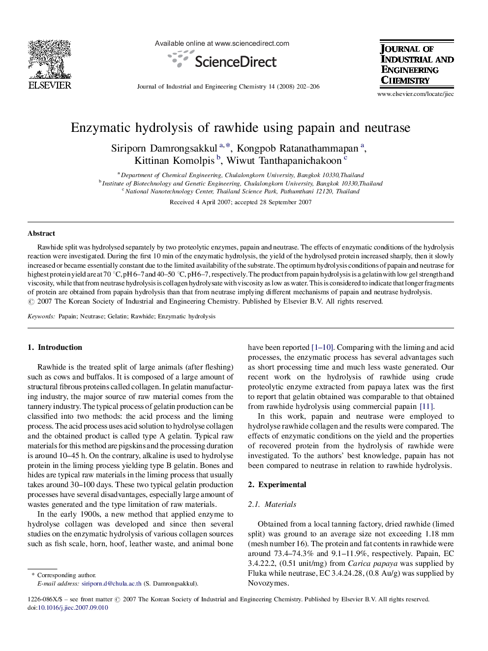Enzymatic hydrolysis of rawhide using papain and neutrase