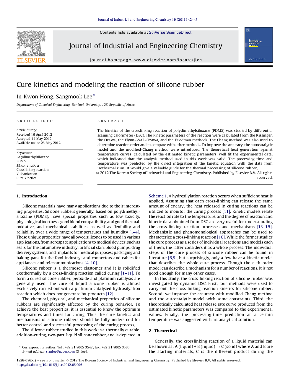 Cure kinetics and modeling the reaction of silicone rubber