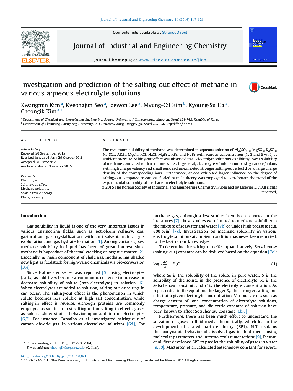 Investigation and prediction of the salting-out effect of methane in various aqueous electrolyte solutions
