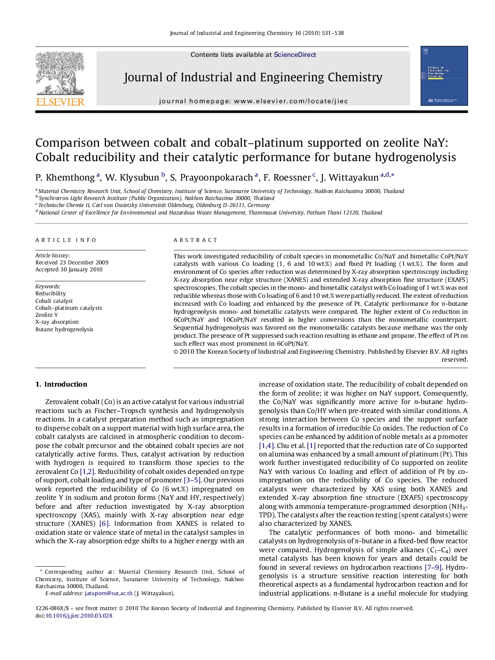 Comparison between cobalt and cobalt–platinum supported on zeolite NaY: Cobalt reducibility and their catalytic performance for butane hydrogenolysis