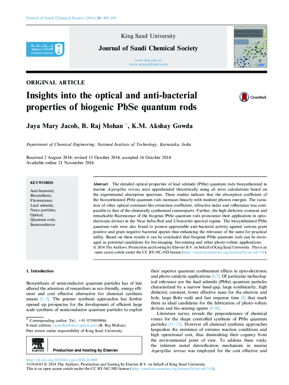 Insights into the optical and anti-bacterial properties of biogenic PbSe quantum rods 