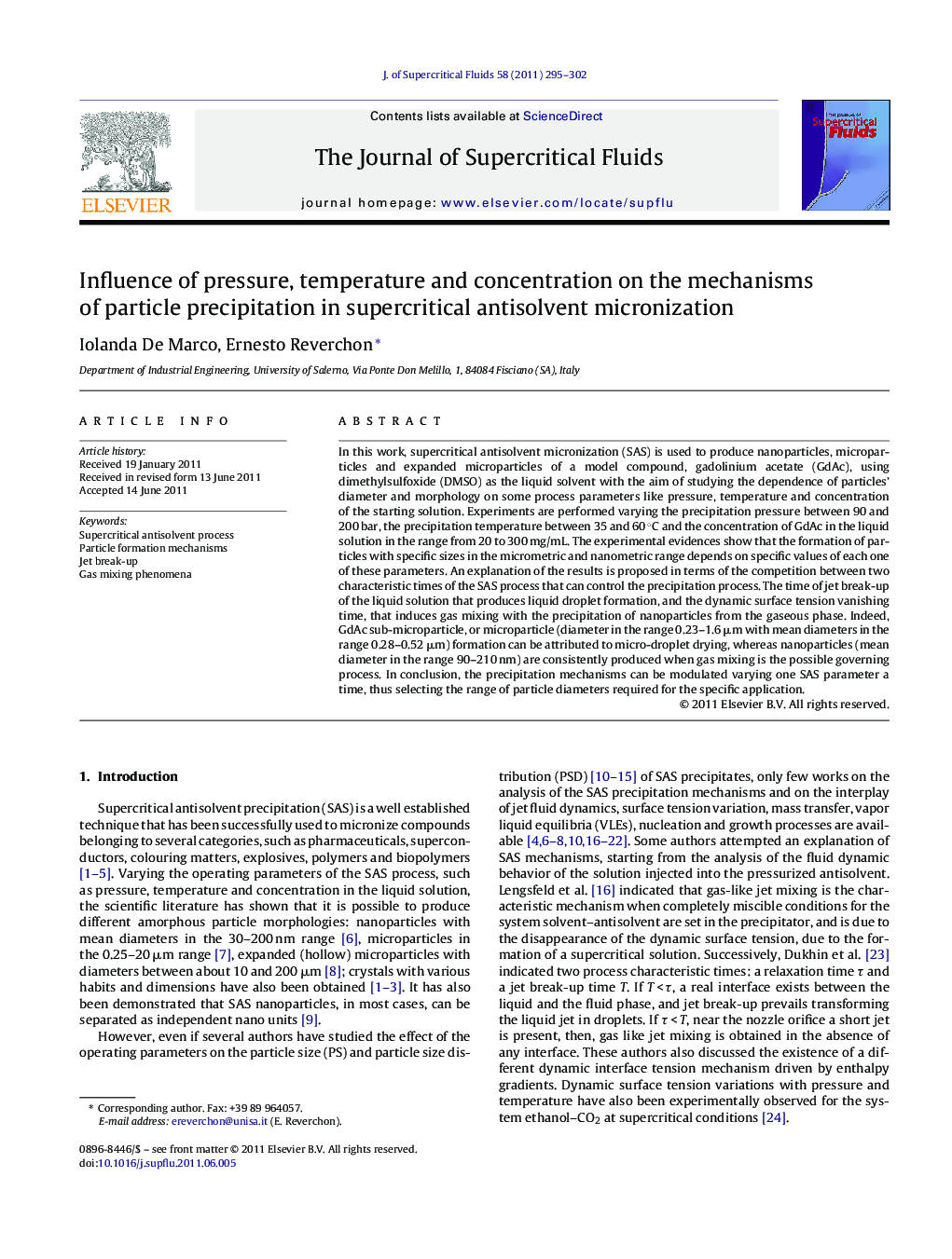 Influence of pressure, temperature and concentration on the mechanisms of particle precipitation in supercritical antisolvent micronization