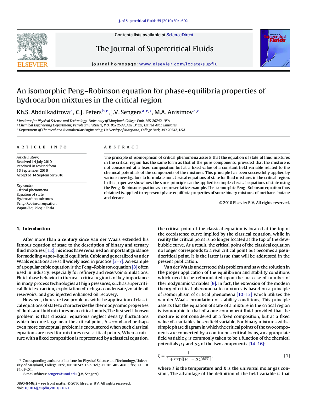 An isomorphic Peng–Robinson equation for phase-equilibria properties of hydrocarbon mixtures in the critical region