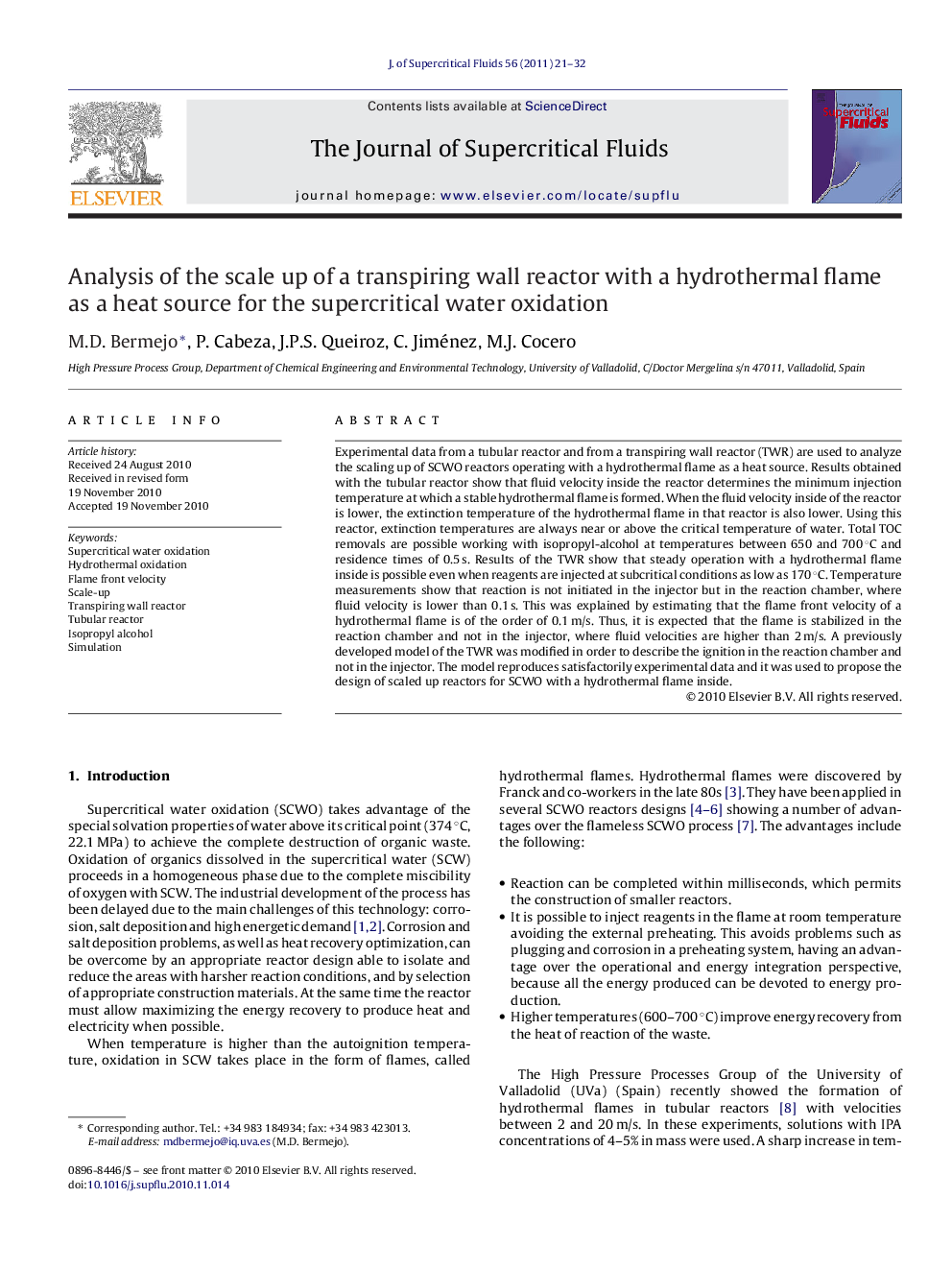 Analysis of the scale up of a transpiring wall reactor with a hydrothermal flame as a heat source for the supercritical water oxidation