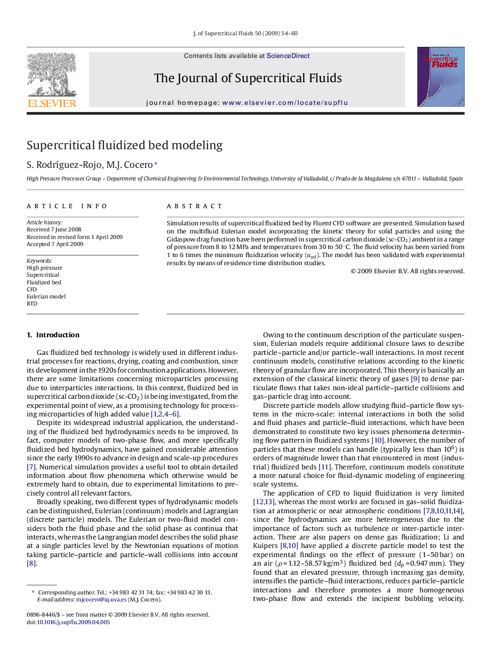 Supercritical fluidized bed modeling