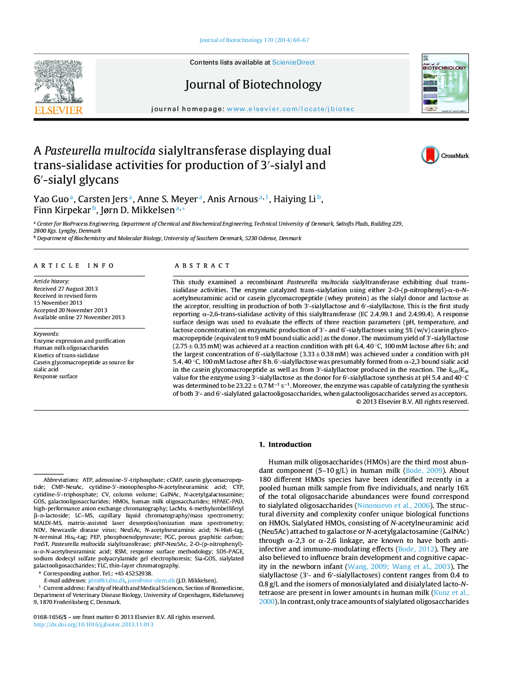 A Pasteurella multocida sialyltransferase displaying dual trans-sialidase activities for production of 3′-sialyl and 6′-sialyl glycans