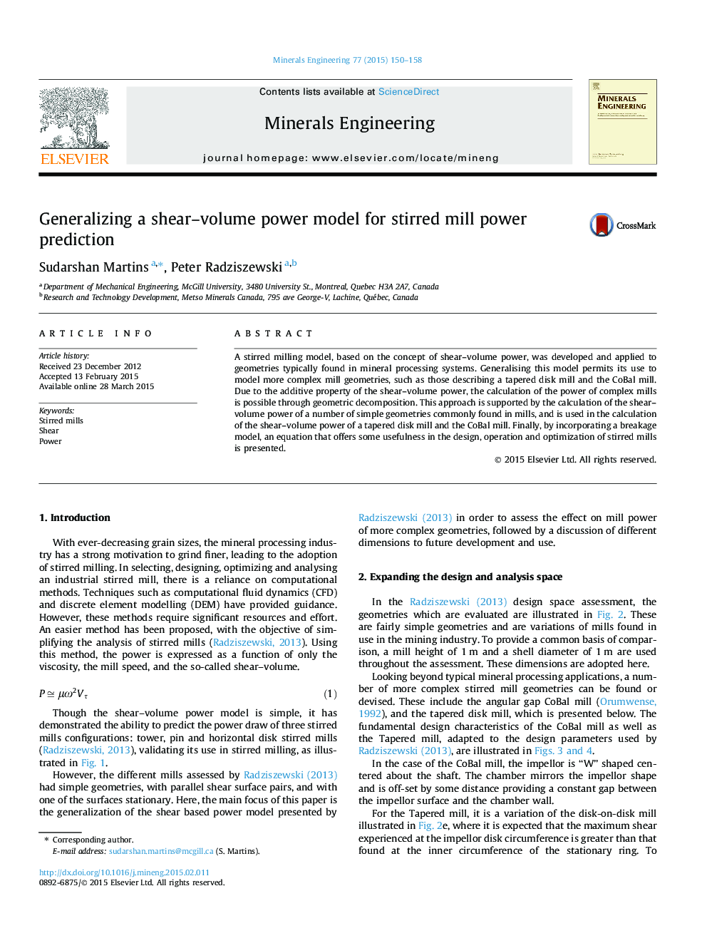 Generalizing a shear–volume power model for stirred mill power prediction