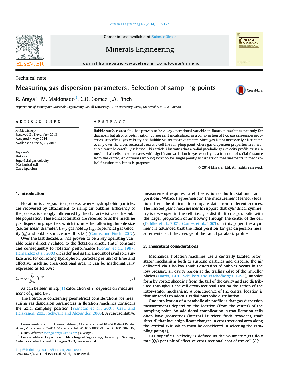 Measuring gas dispersion parameters: Selection of sampling points