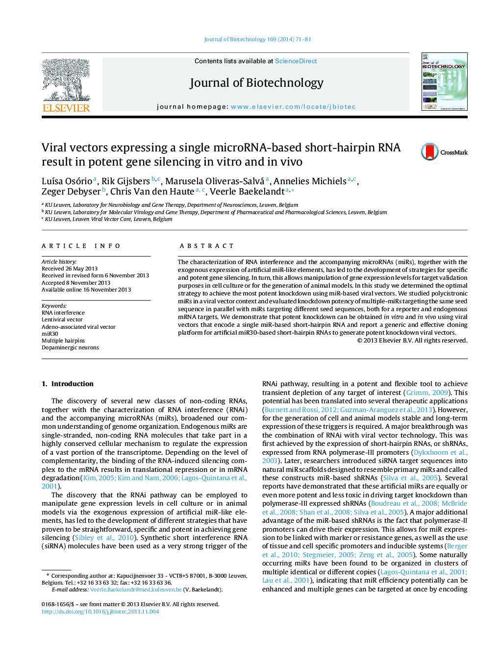 Viral vectors expressing a single microRNA-based short-hairpin RNA result in potent gene silencing in vitro and in vivo