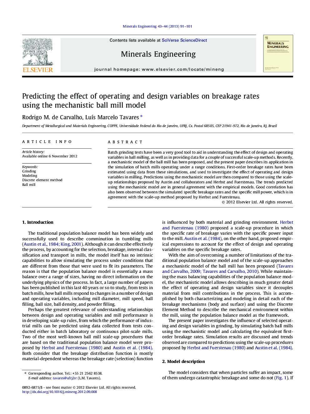 Predicting the effect of operating and design variables on breakage rates using the mechanistic ball mill model