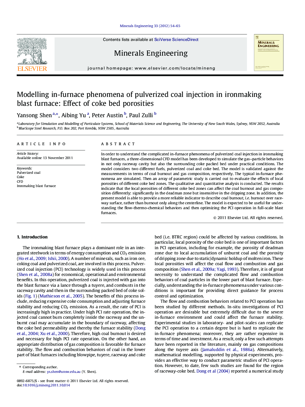 Modelling in-furnace phenomena of pulverized coal injection in ironmaking blast furnace: Effect of coke bed porosities