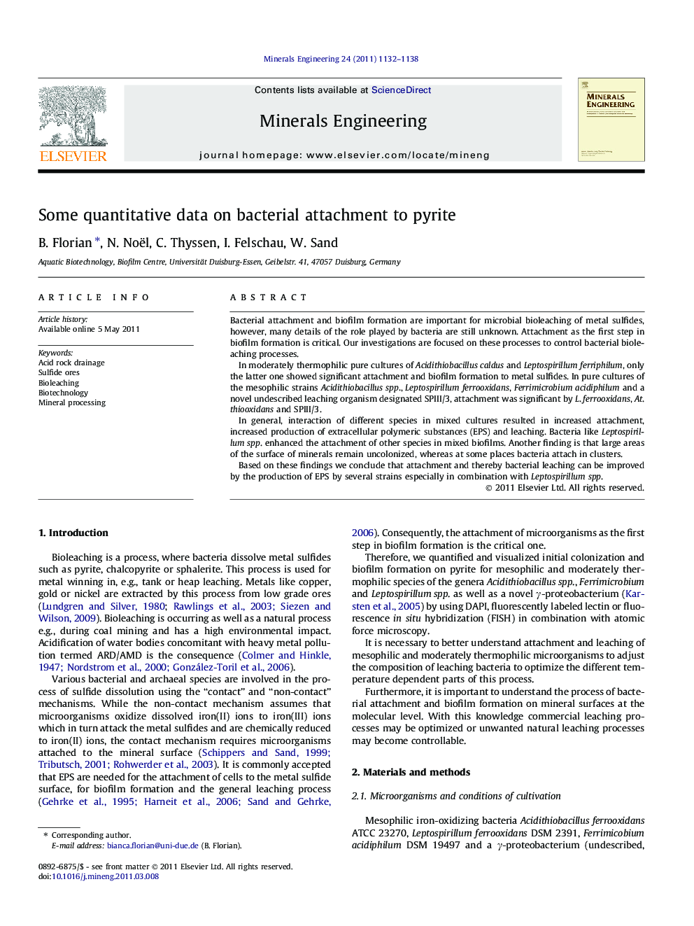 Some quantitative data on bacterial attachment to pyrite