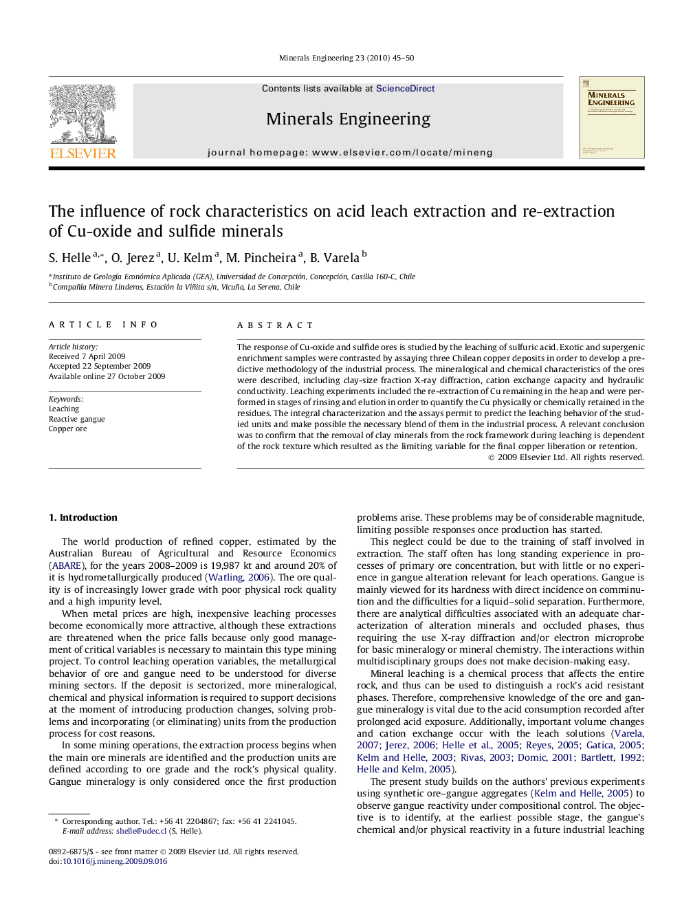 The influence of rock characteristics on acid leach extraction and re-extraction of Cu-oxide and sulfide minerals