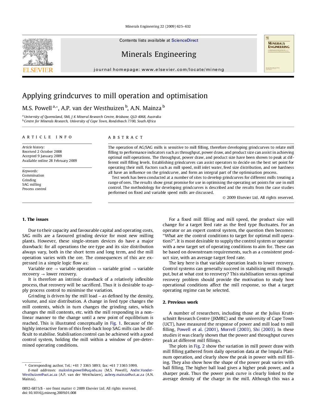 Applying grindcurves to mill operation and optimisation