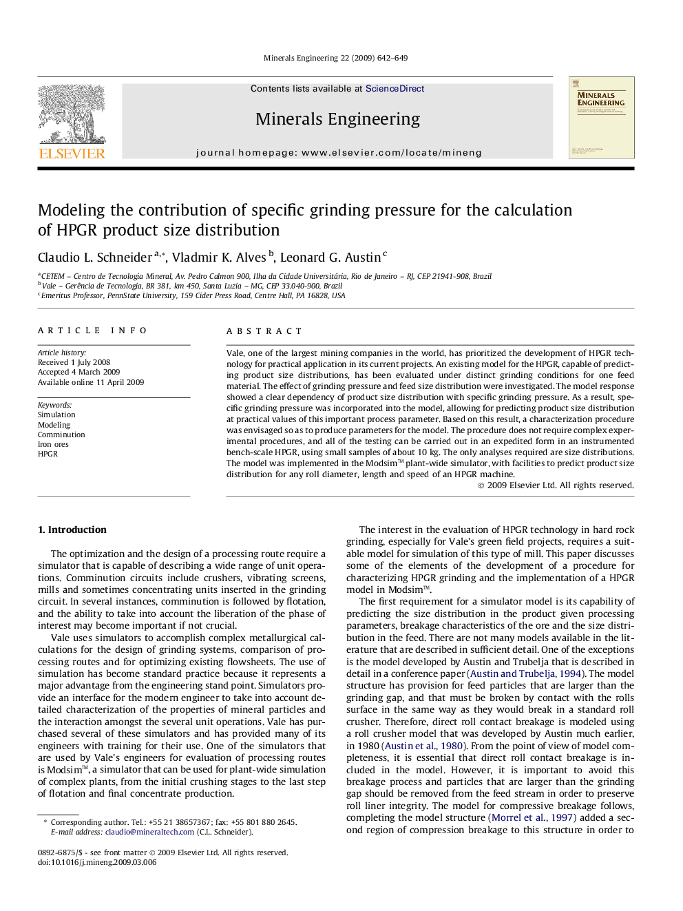 Modeling the contribution of specific grinding pressure for the calculation of HPGR product size distribution