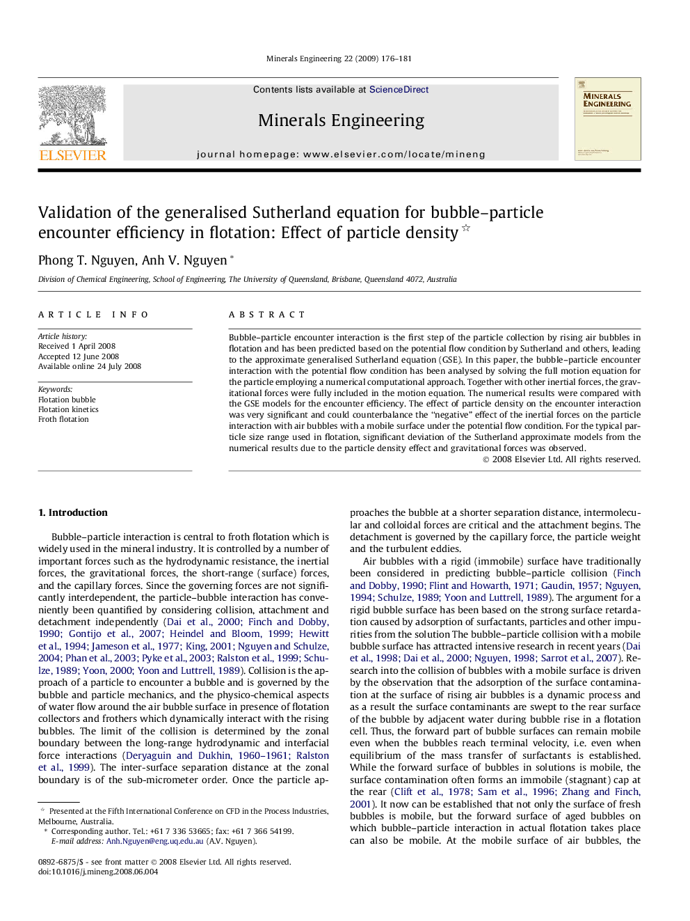 Validation of the generalised Sutherland equation for bubble–particle encounter efficiency in flotation: Effect of particle density 