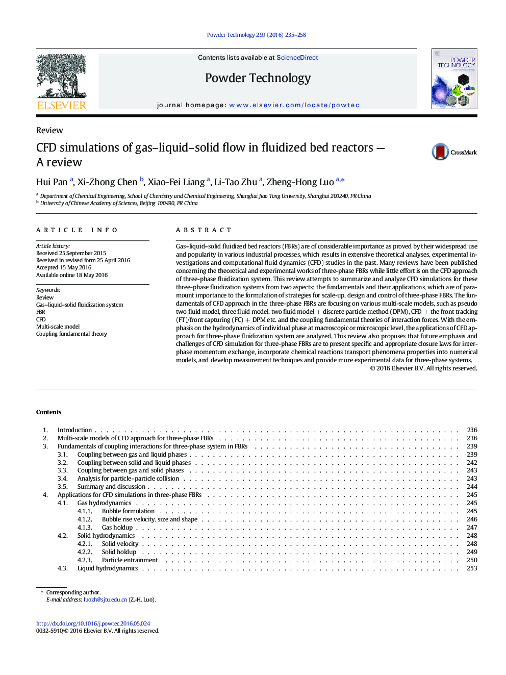 CFD simulations of gas–liquid–solid flow in fluidized bed reactors — A review