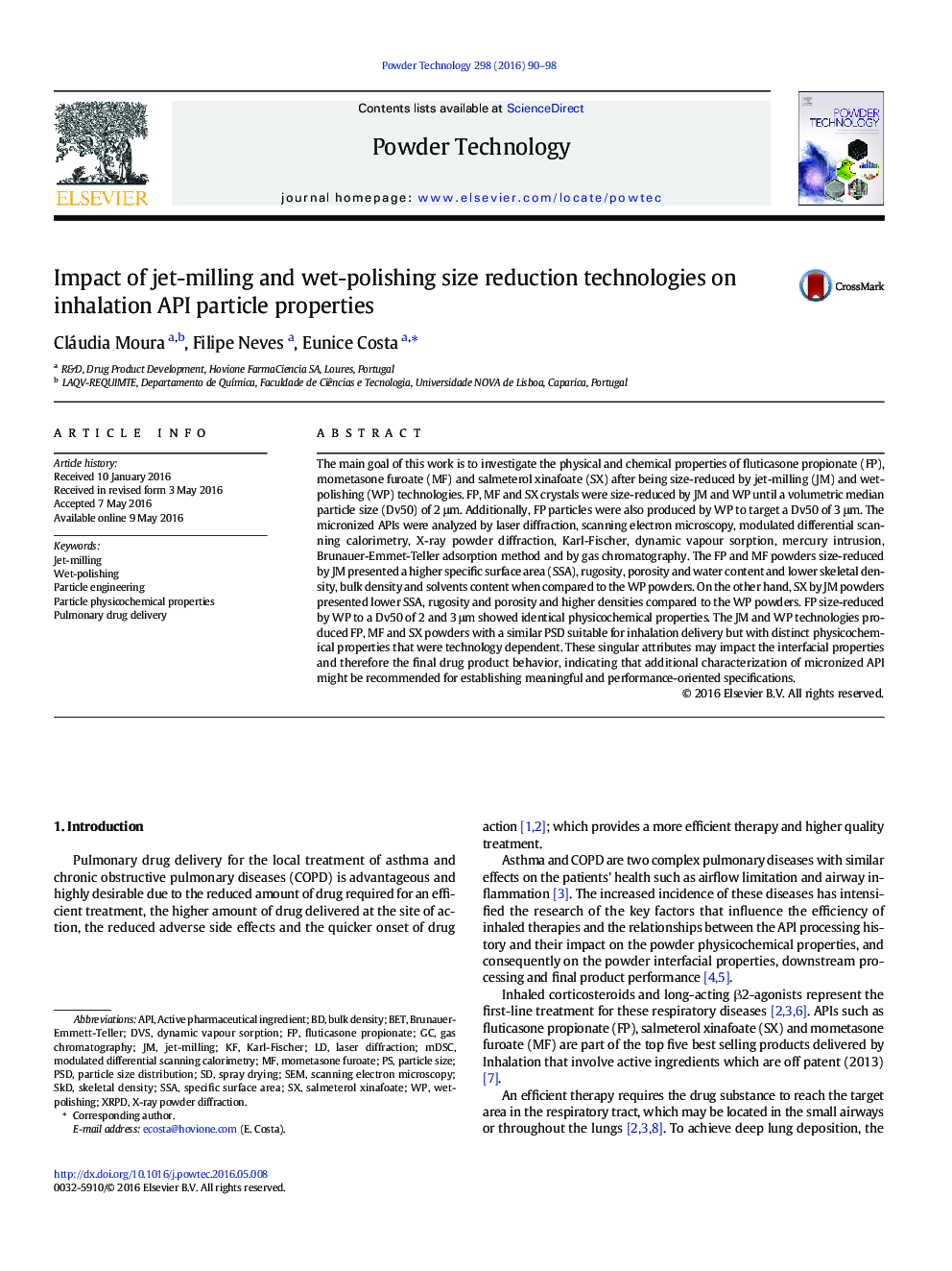 Impact of jet-milling and wet-polishing size reduction technologies on inhalation API particle properties