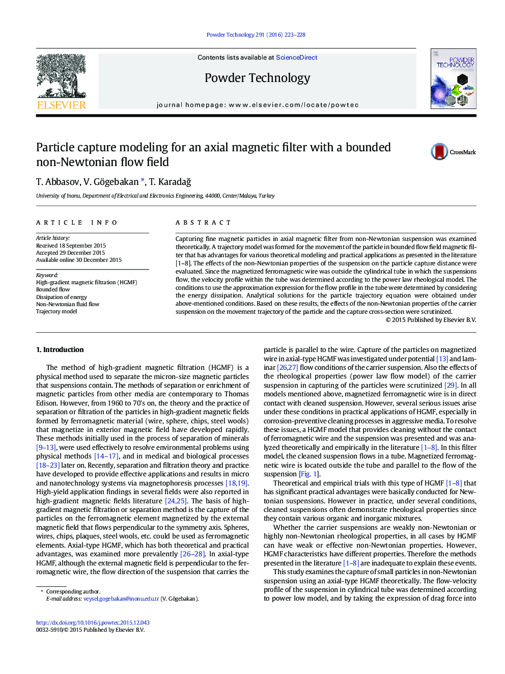 Particle capture modeling for an axial magnetic filter with a bounded non-Newtonian flow field