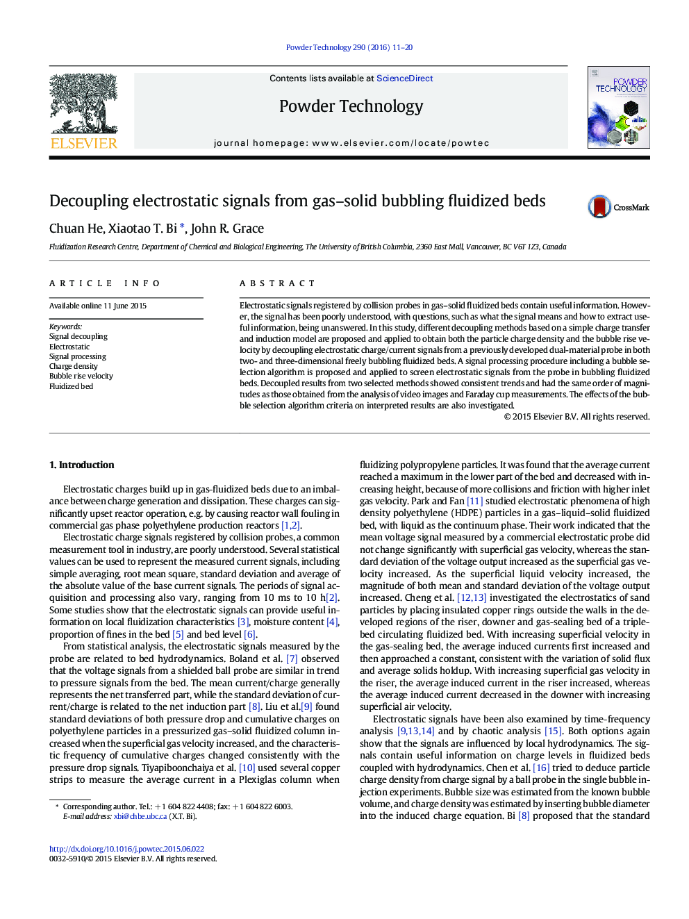 Decoupling electrostatic signals from gas–solid bubbling fluidized beds