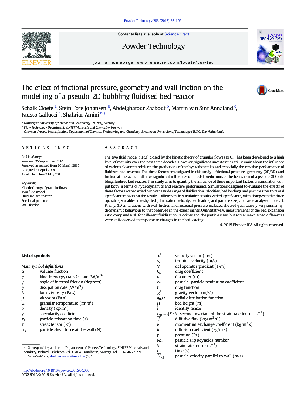 The effect of frictional pressure, geometry and wall friction on the modelling of a pseudo-2D bubbling fluidised bed reactor