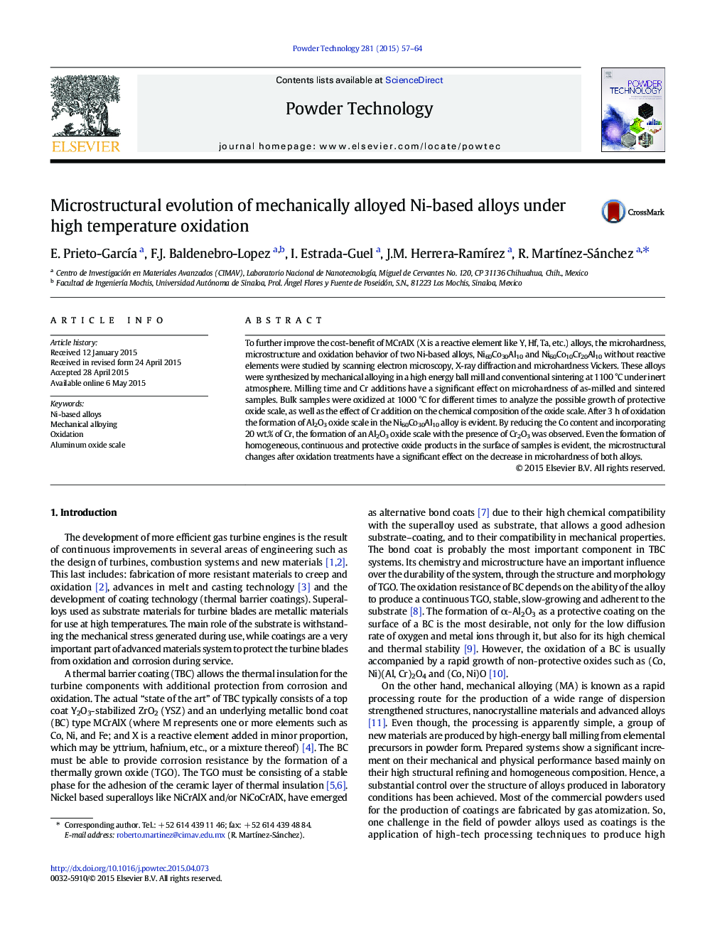 Microstructural evolution of mechanically alloyed Ni-based alloys under high temperature oxidation