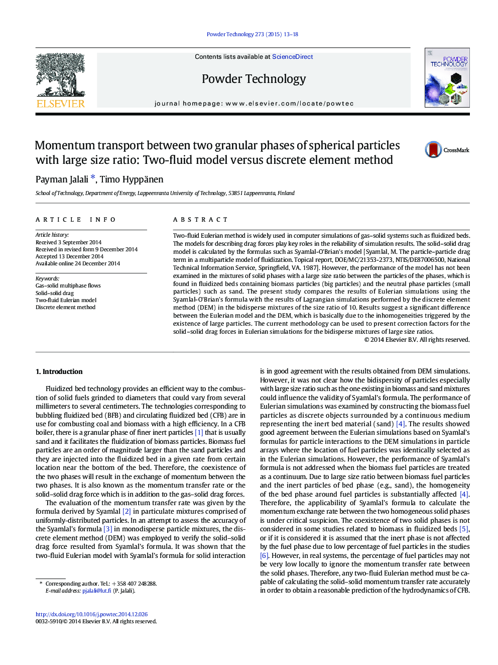 Momentum transport between two granular phases of spherical particles with large size ratio: Two-fluid model versus discrete element method