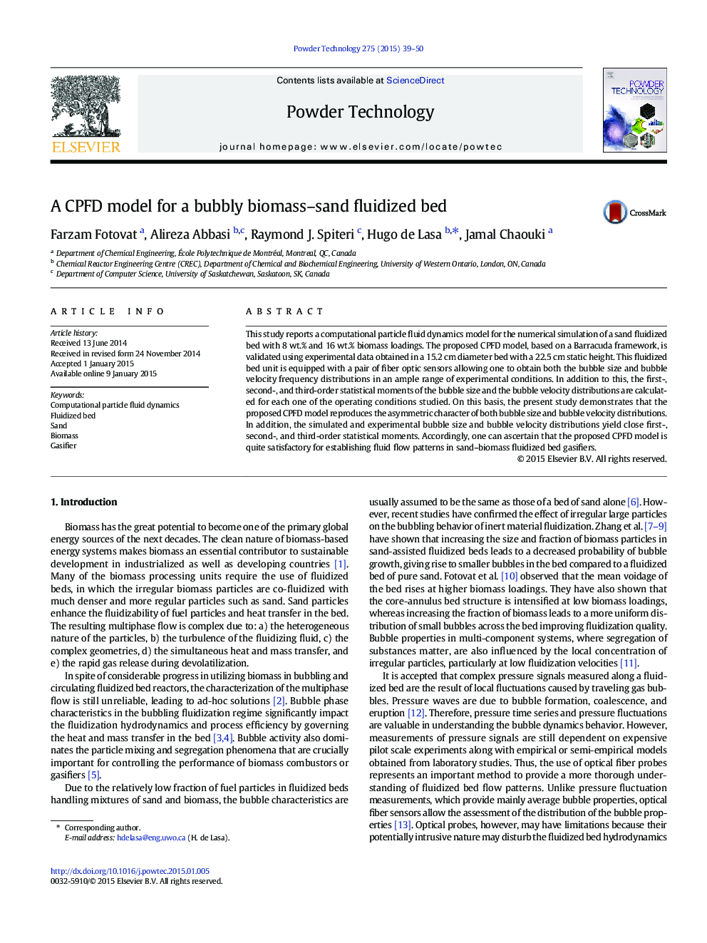 A CPFD model for a bubbly biomass–sand fluidized bed