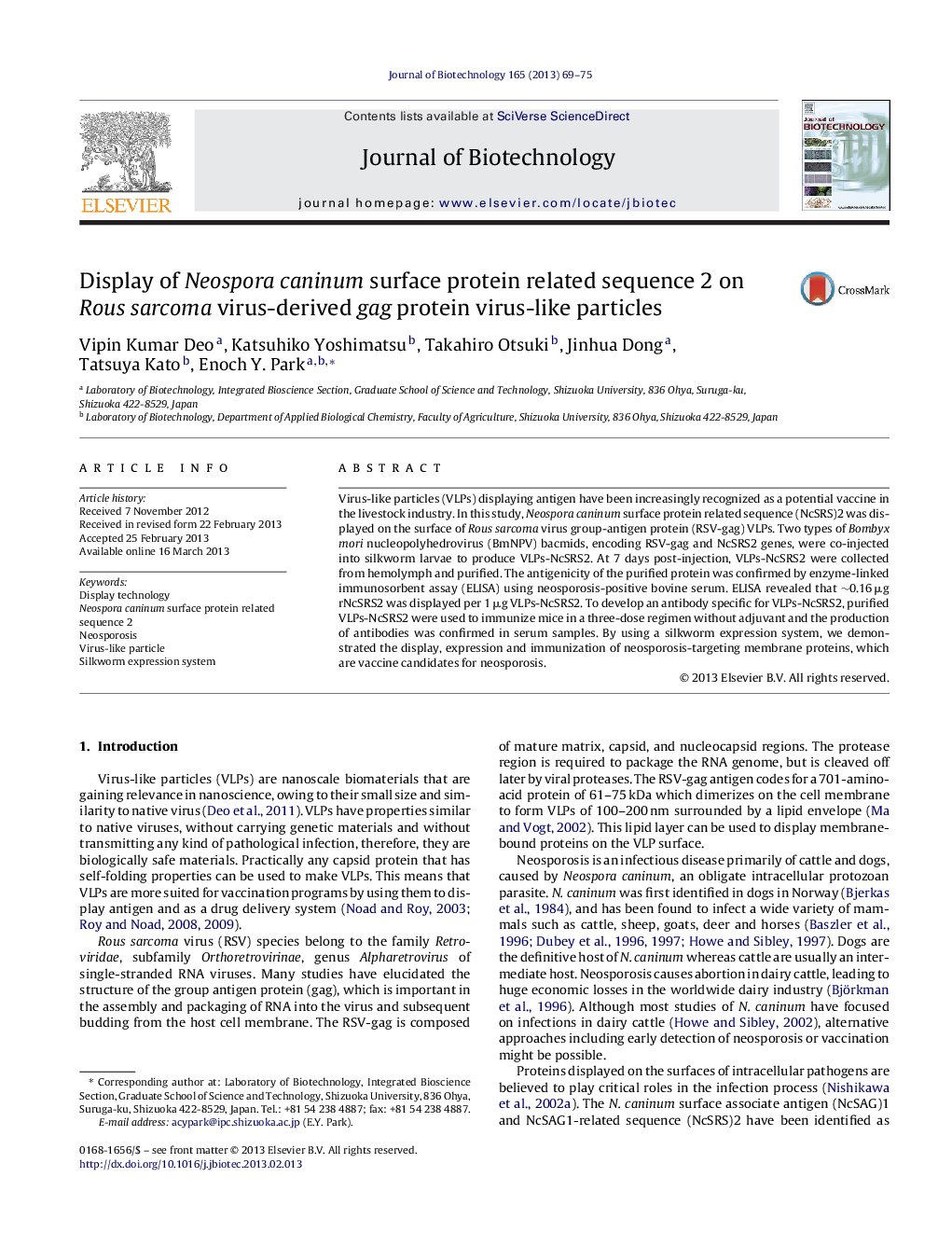 Display of Neospora caninum surface protein related sequence 2 on Rous sarcoma virus-derived gag protein virus-like particles