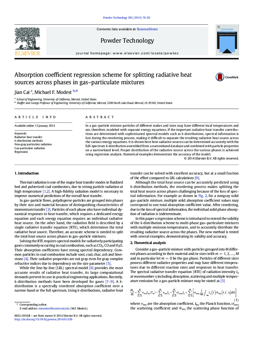 Absorption coefficient regression scheme for splitting radiative heat sources across phases in gas–particulate mixtures