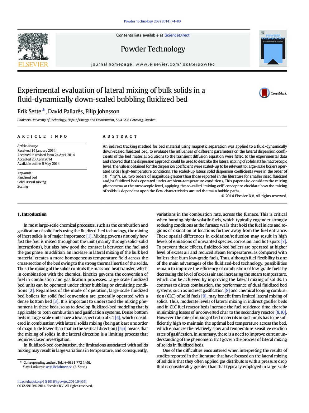 Experimental evaluation of lateral mixing of bulk solids in a fluid-dynamically down-scaled bubbling fluidized bed