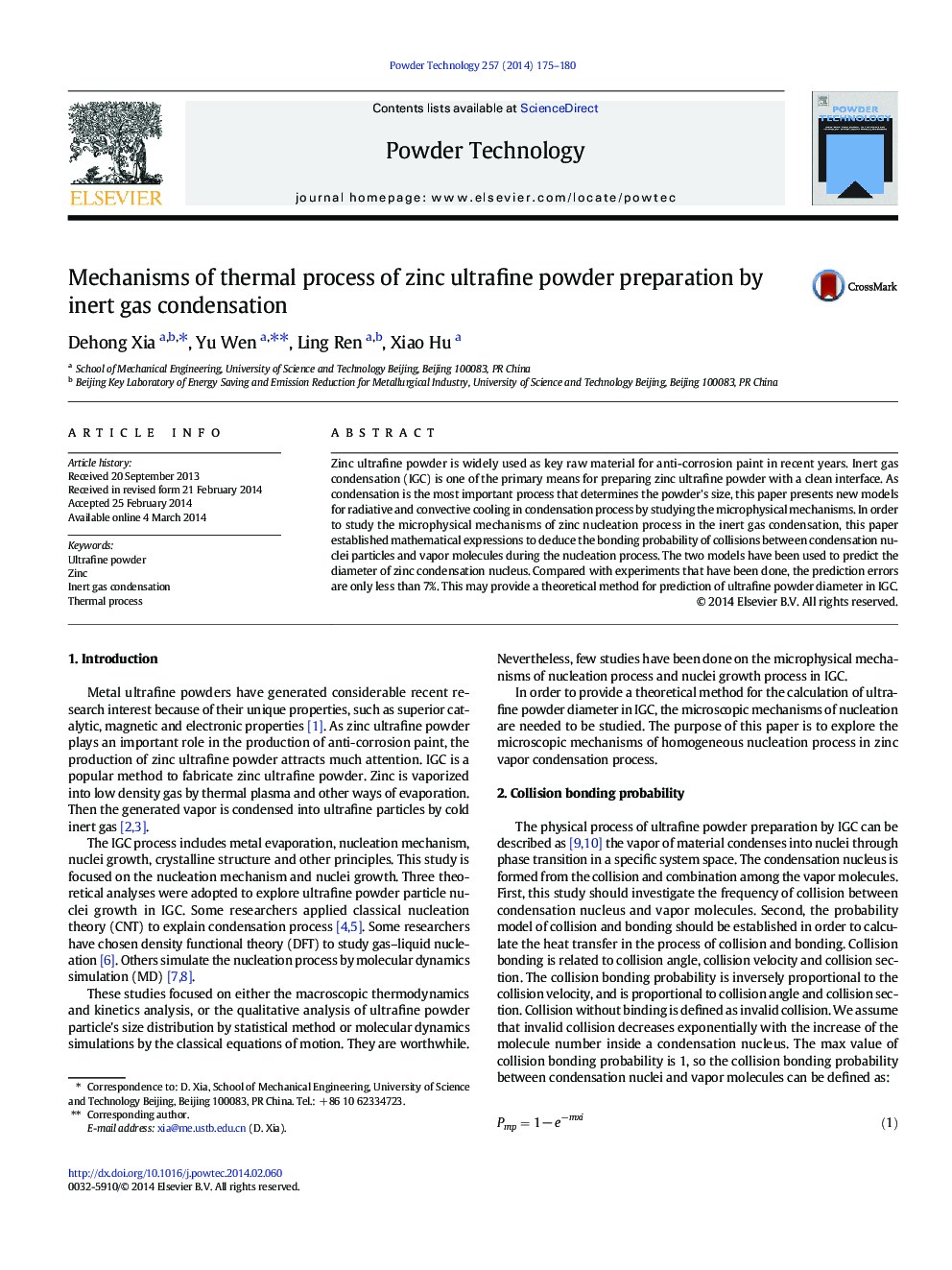 Mechanisms of thermal process of zinc ultrafine powder preparation by inert gas condensation