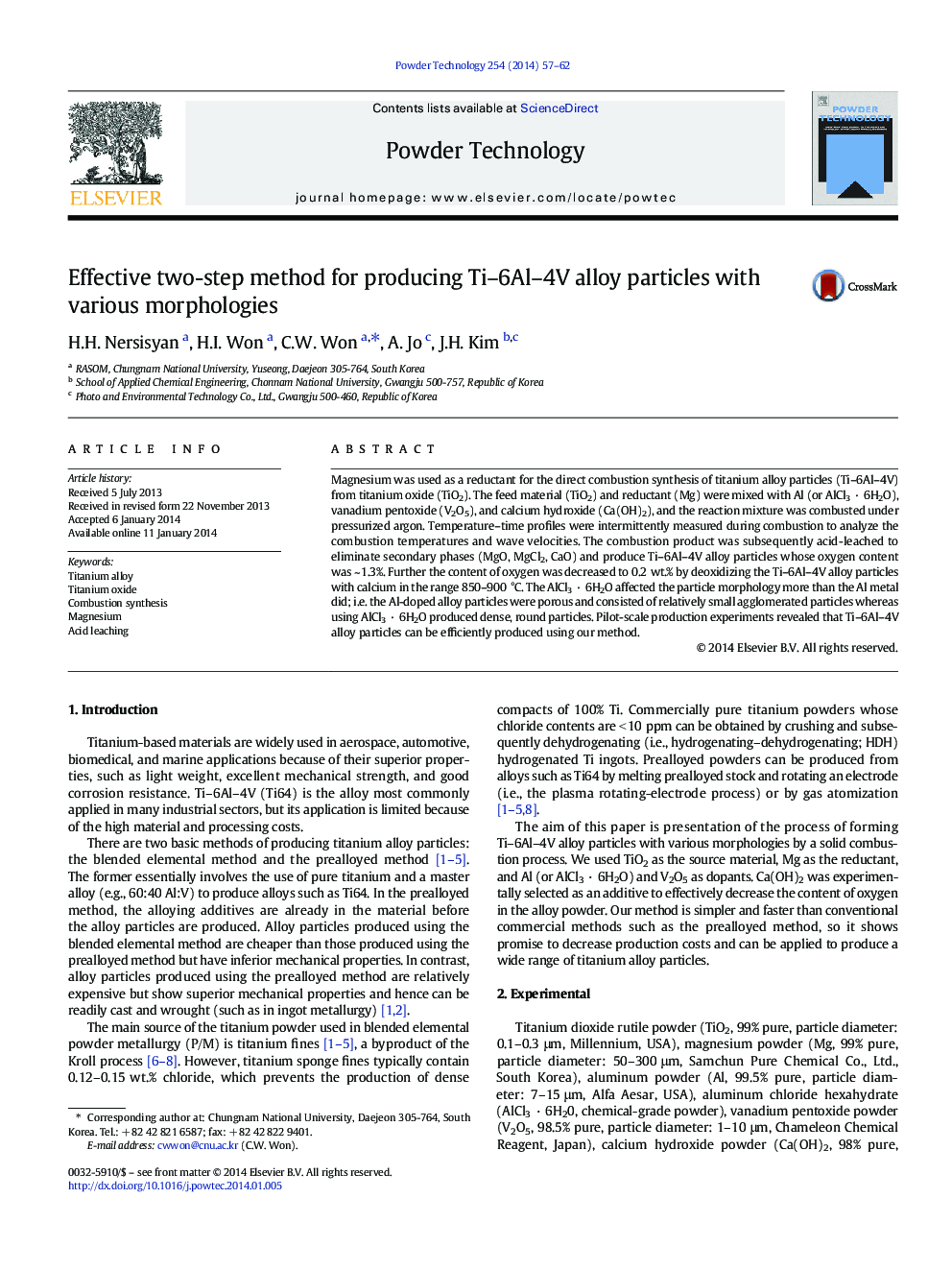 Effective two-step method for producing Ti–6Al–4V alloy particles with various morphologies