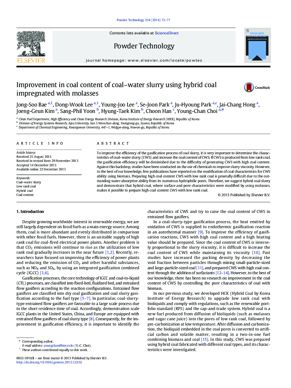 Improvement in coal content of coal–water slurry using hybrid coal impregnated with molasses