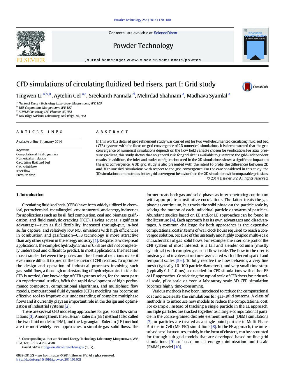 CFD simulations of circulating fluidized bed risers, part I: Grid study