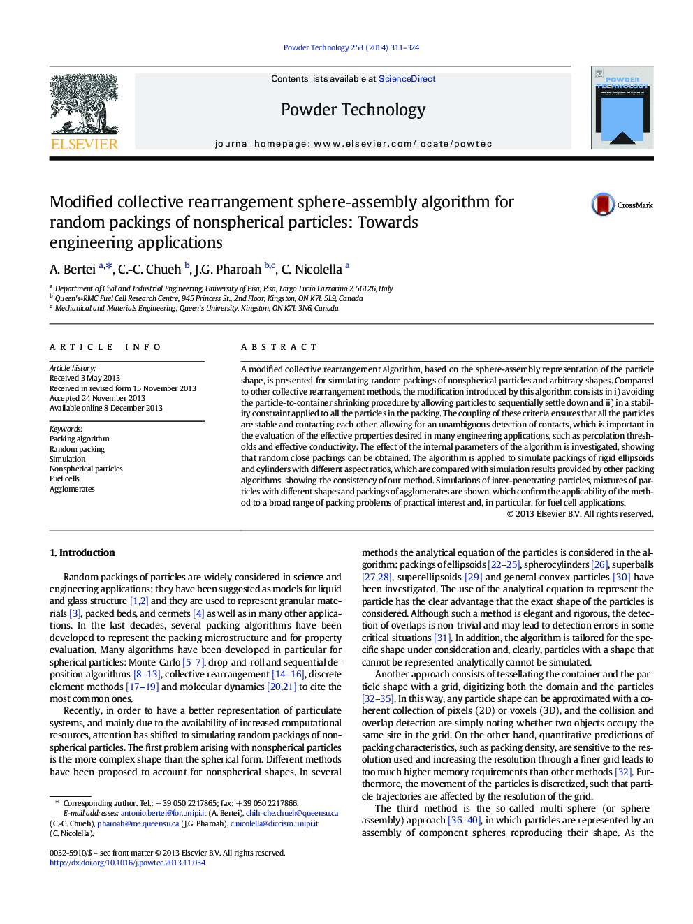 Modified collective rearrangement sphere-assembly algorithm for random packings of nonspherical particles: Towards engineering applications