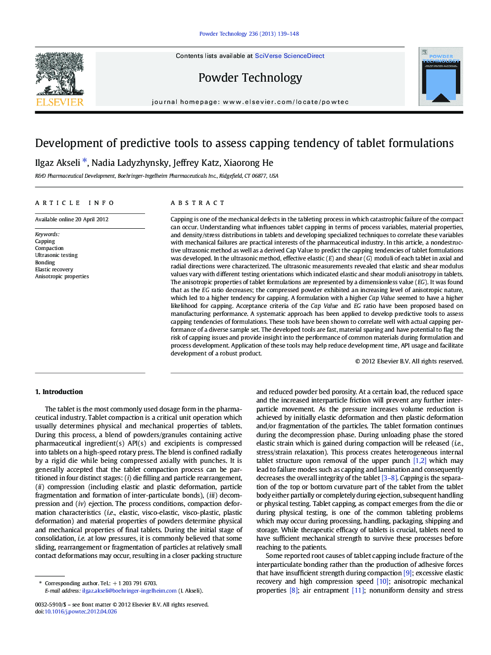 Development of predictive tools to assess capping tendency of tablet formulations