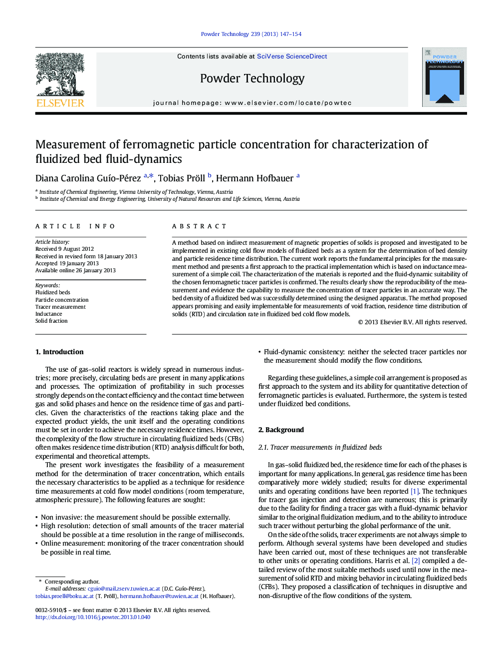 Measurement of ferromagnetic particle concentration for characterization of fluidized bed fluid-dynamics