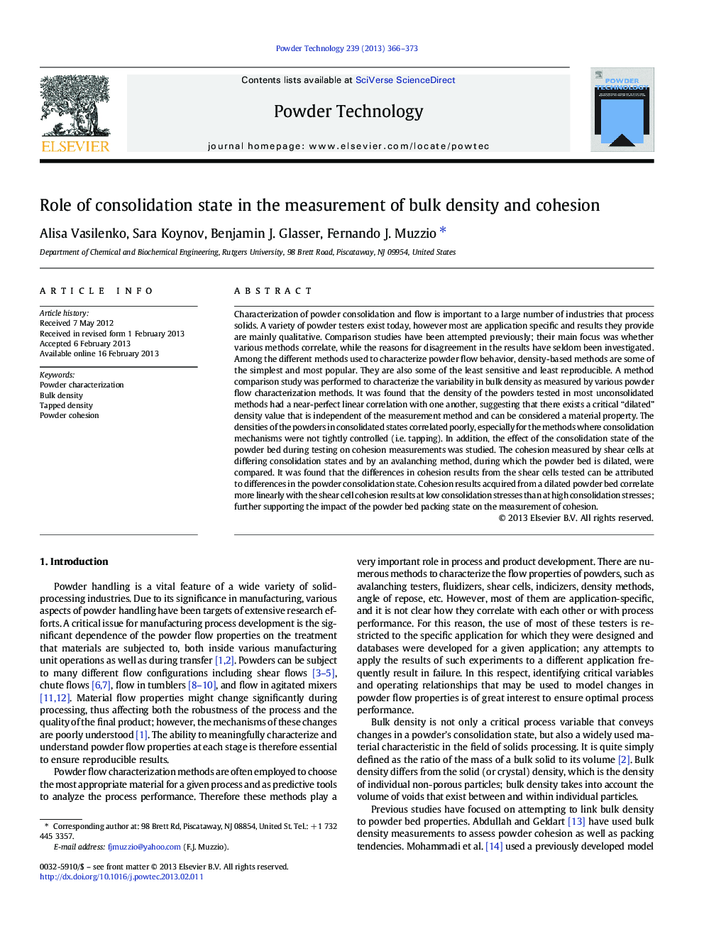 Role of consolidation state in the measurement of bulk density and cohesion