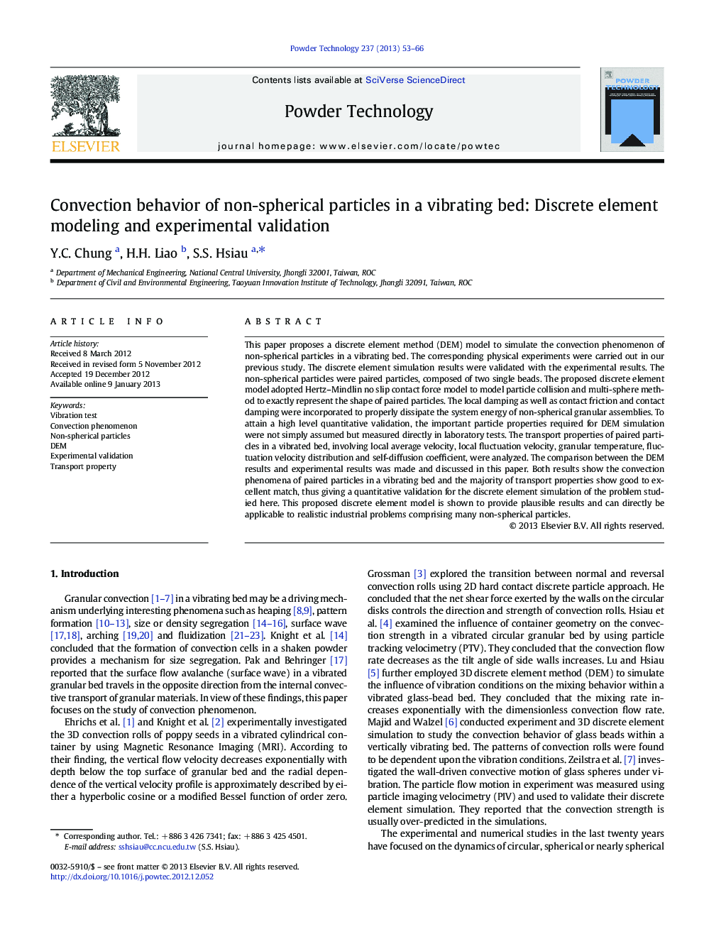 Convection behavior of non-spherical particles in a vibrating bed: Discrete element modeling and experimental validation