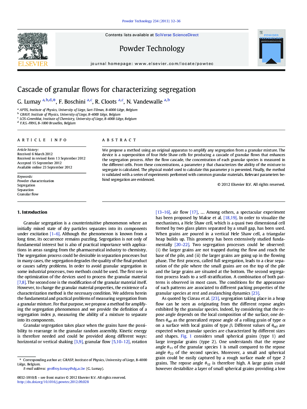 Cascade of granular flows for characterizing segregation