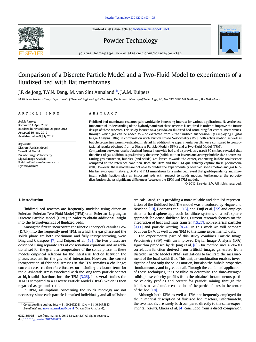 Comparison of a Discrete Particle Model and a Two-Fluid Model to experiments of a fluidized bed with flat membranes