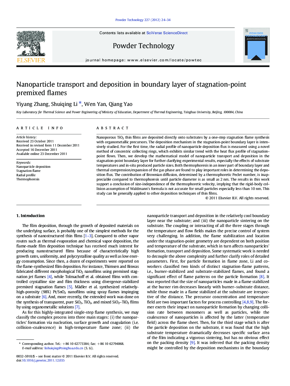 Nanoparticle transport and deposition in boundary layer of stagnation-point premixed flames