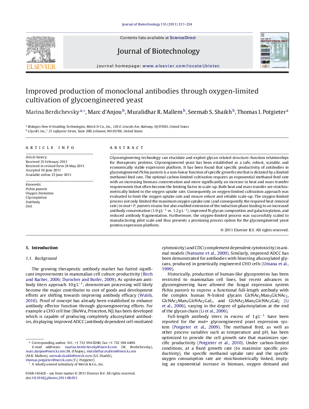 Improved production of monoclonal antibodies through oxygen-limited cultivation of glycoengineered yeast