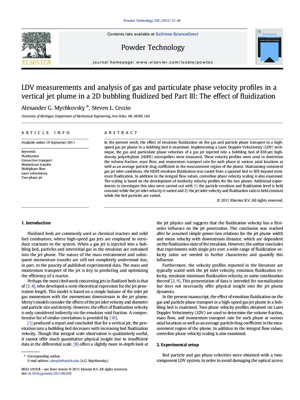 LDV measurements and analysis of gas and particulate phase velocity profiles in a vertical jet plume in a 2D bubbling fluidized bed Part III: The effect of fluidization