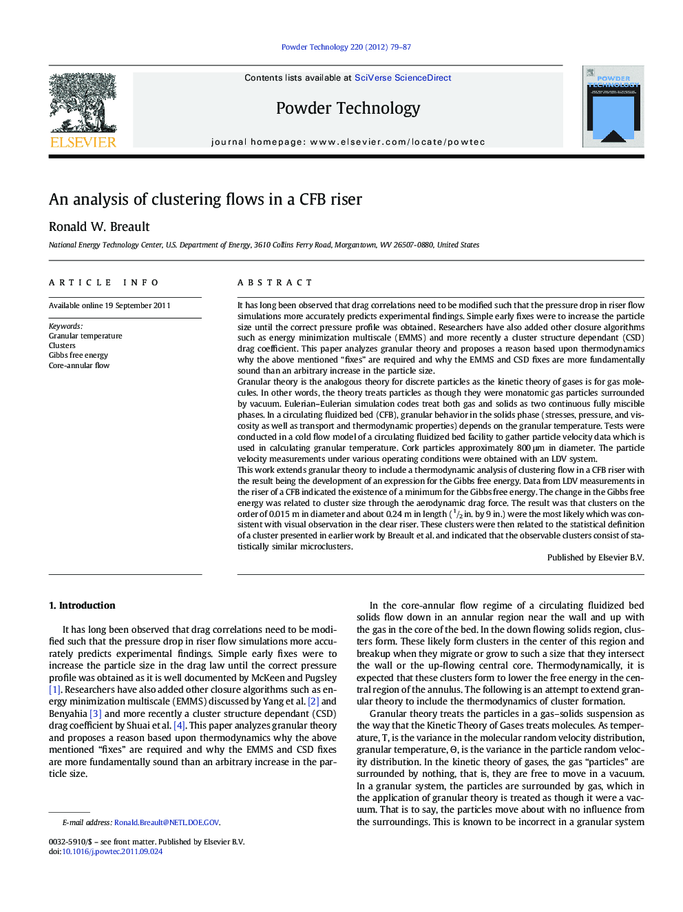 An analysis of clustering flows in a CFB riser