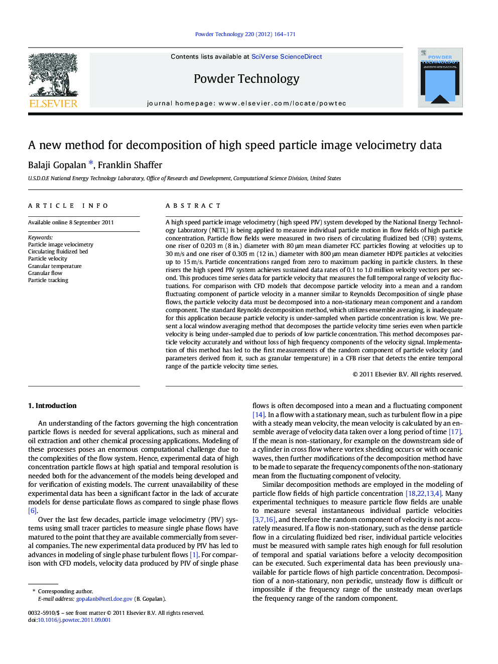 A new method for decomposition of high speed particle image velocimetry data