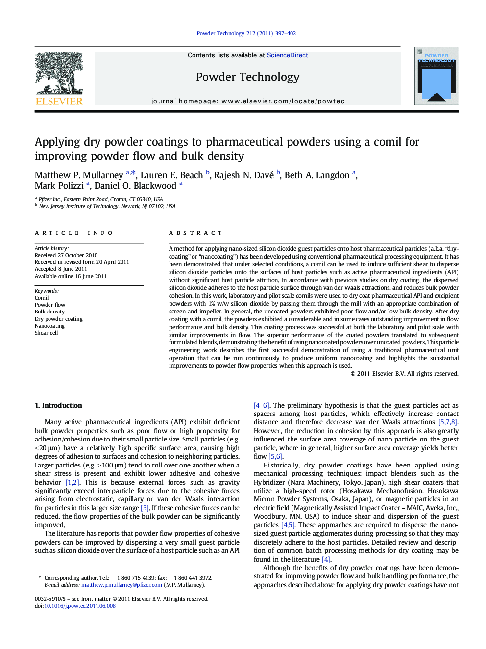 Applying dry powder coatings to pharmaceutical powders using a comil for improving powder flow and bulk density